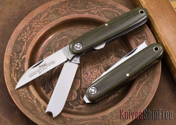 Great Eastern Cutlery: #35 Farm & Field - Calf Pen Jack - OD Green Linen Micarta