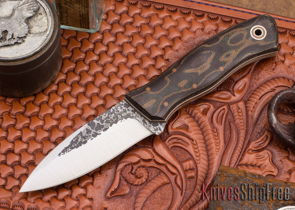 Fiddleback Forge: Sneaky Pete - Python Micarta - Natural & White Liners - A2 Steel
