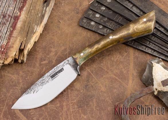 Lon Humphrey Knives: Custom Muley - Forged 52100 - Dark Curly Maple #205