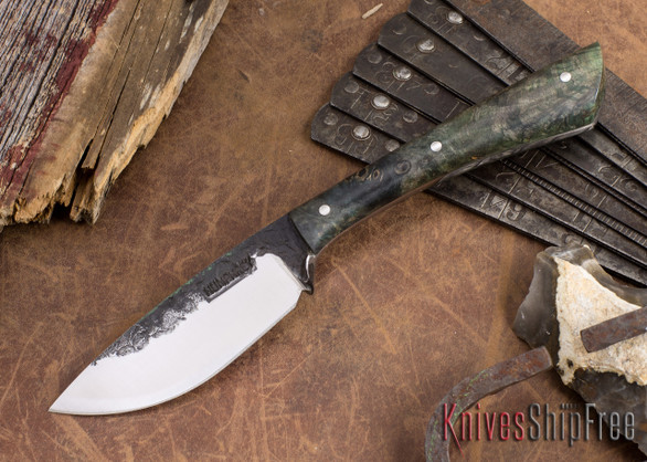 Lon Humphrey Knives: Custom Muley - Forged 52100 - Blue Burl #235