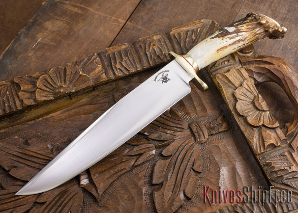 Jesse Hemphill Knives: Custom Bowie - Crown Stag - 80CrV2 Steel - 110701