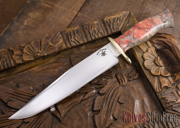 Jesse Hemphill Knives: Custom Bowie - Dyed Maple Burl - 80CrV2 Steel - 110703