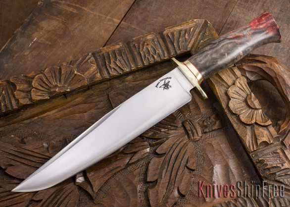 Jesse Hemphill Knives: Custom Bowie - Dyed Maple Burl - 80CrV2 Steel - 110705