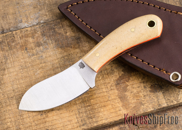 L.T. Wright Knives: Lil Muk - O1 Steel - Snakeskin Canvas Micarta - Orange Liners