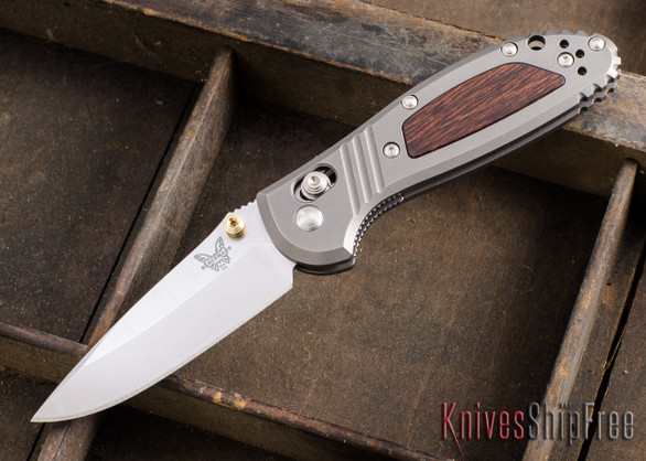 Benchmade Knives: 556-1701 Mini-Griptilian - Limited Edition - Titanium - Wood Inlay - CPM-20CV