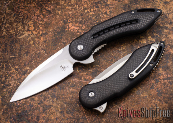 Todd Begg Knives: Steelcraft Series - Glimpse - Black G-10 - Carbon Fiber Inlay