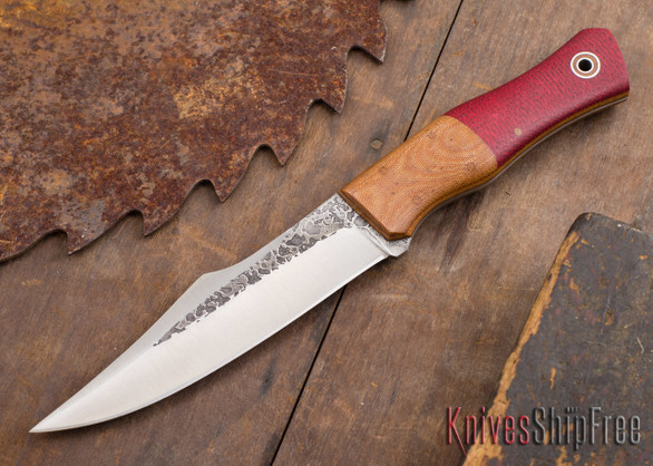 Fiddleback Forge: Protagonist - Ruby Burlap - Natural Micarta Bolster - A2 Steel