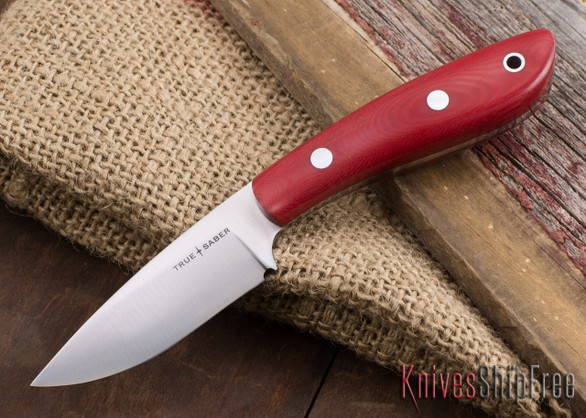 True Saber Knives: Ottawa - Coral Red Linen Micarta