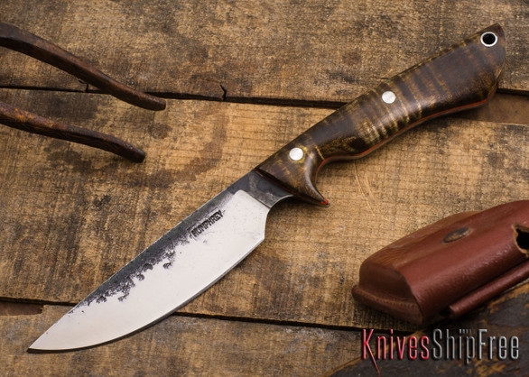 Lon Humphrey Knives: Bridger - Dark Curly Maple - Orange Liners #6