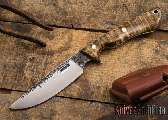 Lon Humphrey Knives: Bridger - Dark Curly Maple - White Liners #5