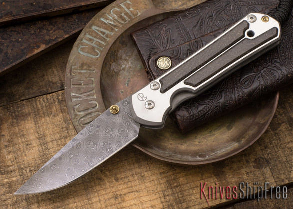 Chris Reeve Knives: Large Sebenza 21 - Bog Oak - Chad Nichols Raindrop Damascus - 021510