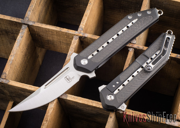 Todd Begg Knives: Steelcraft Series - 3/4 Kwaiken - Carbon Fiber Inlay - Black Titanium - Satin Blade