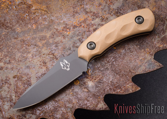 Southern Grind: Jackal Pup - Black Blade - Black & Desert Tan G-10 - Flat Dark Earth Kydex Sheath