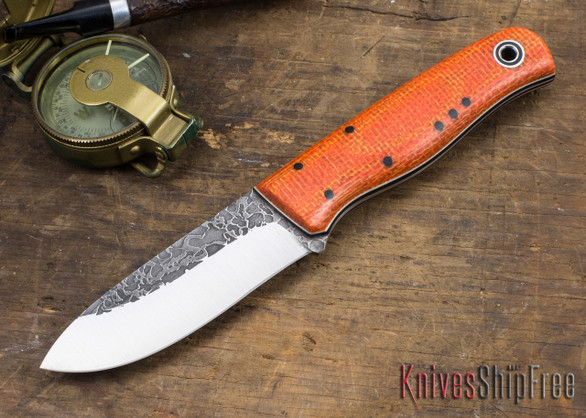 Fiddleback Forge: Bushcrafter - Sunset BurlaTex - Black & White Liners - Tapered Tang - FF31ED001