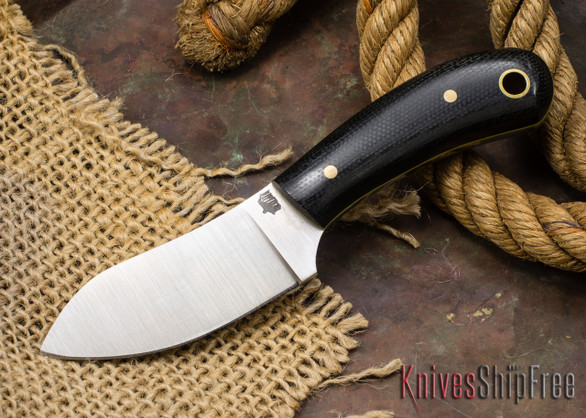 L.T. Wright Knives: Lil Muk - O1 Steel - Black Micarta - Yellow Liners