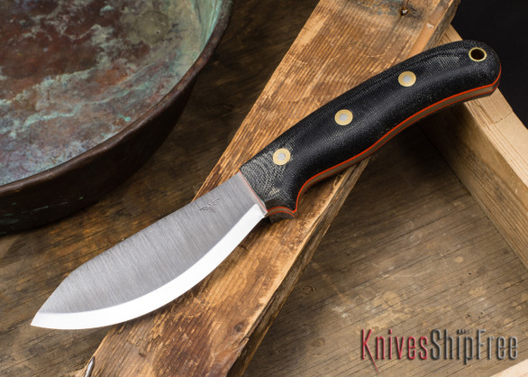 L.T. Wright Knives: JX2 Jessmuk - CPM 3V - Black Canvas Micarta - Orange Liners