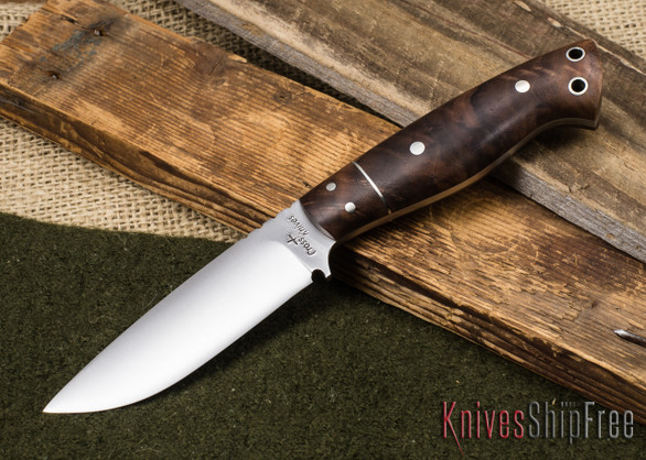 Cross Knives: Drop Point Hunter - Claro Walnut - Nickel Silver Spacer