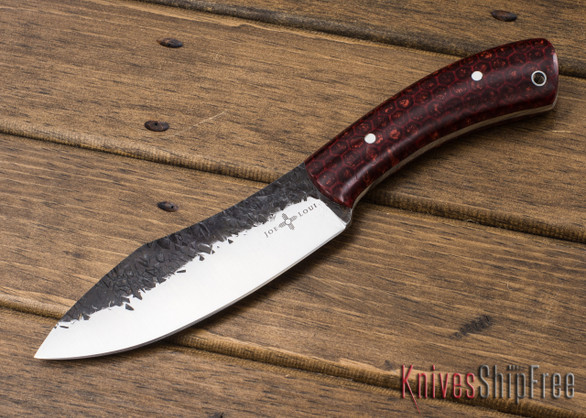 Joe Louis Knives: Nessmuk - Red Comb Cast Scales - 1084 Steel