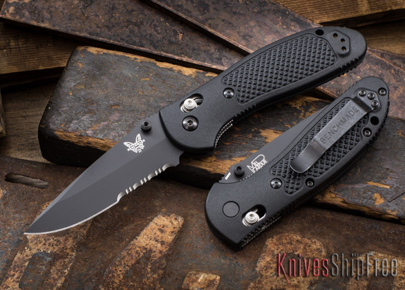 Benchmade Knives: 551SBK-S30V Griptilian - Modified Drop Point - Serrated Black Blade - CPM-S30V - AXIS Lock