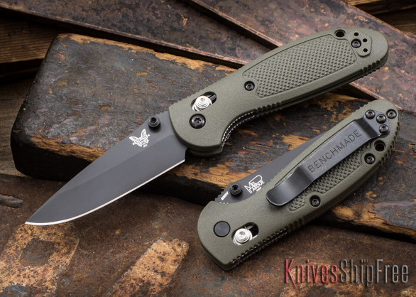 Benchmade Knives: 556BKOD-S30V Mini-Griptilian - OD Green - Modified Drop Point - Black Blade - CPM-S30V - AXIS Lock
