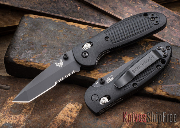 Benchmade Knives: 557SBK-S30V Mini-Griptilian - Tanto - Serrated Black Blade - CPM-S30V - AXIS Lock