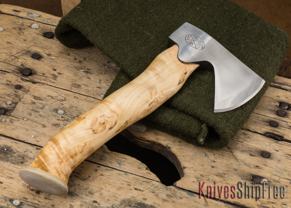 Karesuando Kniven: "Unna Aksu" Hunter's Hatchet - Curly Birch - Stainless Steel - 112