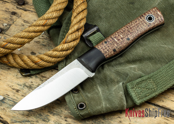 Fiddleback Forge: Recluse - Burlap Micarta - Black Micarta Bolster - A2 Steel