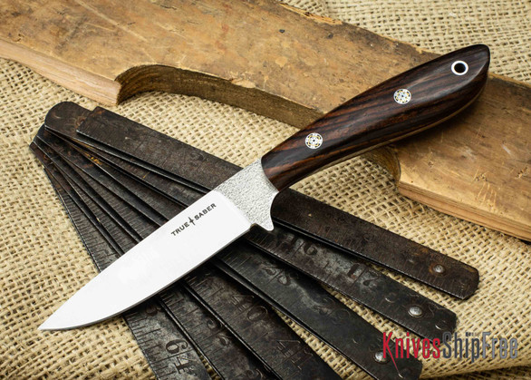 True Saber Knives: Chippewa - Flat Ground CPM-S35Vn - Cocobolo - Red Liners - Mosaic Pins