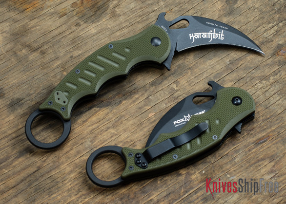 Fox Knives: 479 Karambit - OD Green G-10 - Black Blade