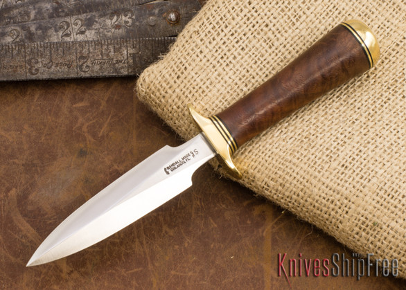 Randall Made Knives: Model 2-4 Stiletto - Stainless Steel - Walnut - Brass Hilt & Pommel