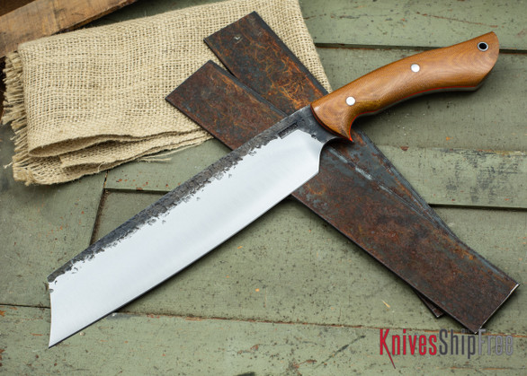 Lon Humphrey Knives: Retribution - Natural Micarta - Orange Liners - 021