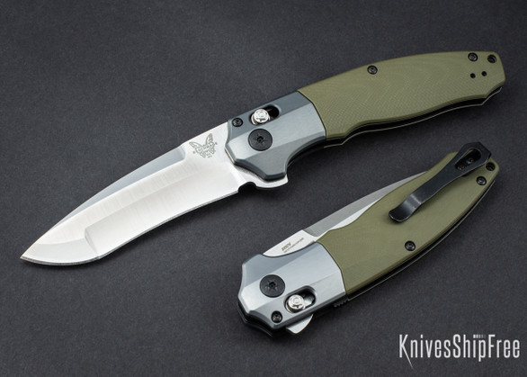 Benchmade Knives: 496 Vector - OD Green G-10 - White Liners - CPM 20CV - AXIS Assist Flipper