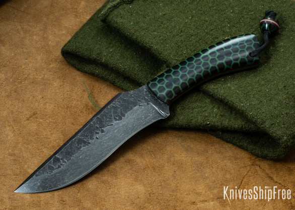 Joe Loui Knives: Pit Viper - Glow Acrylic - Red Liners - 1084 Steel - Midnight Finish