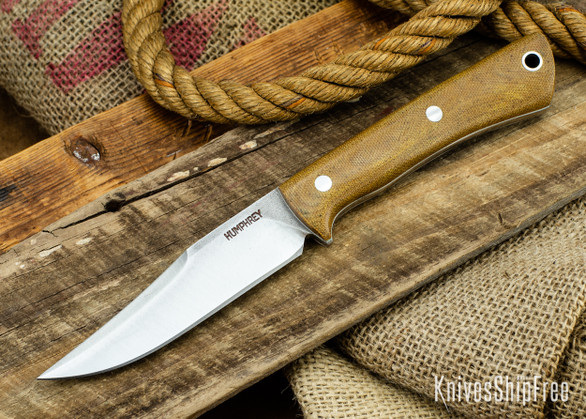 Lon Humphrey Knives: Minuteman 3V - Natural Micarta - White Liners - 050499