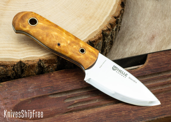 Helle Mandra - Les Stroud Design - 2.7" Compact Survival Knife - Curly Birch 11