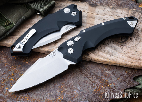 Hogue Knives: EX-A05 Automatic - CPM-154 - Tumbled Finish - Matte Black Aluminum