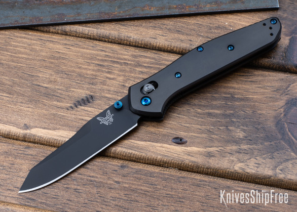 Benchmade Knives: 940BK-2003 Osborne - Titanium - CPM S90V - Black DLC Finish - Blue Sapphire PVD Hardware