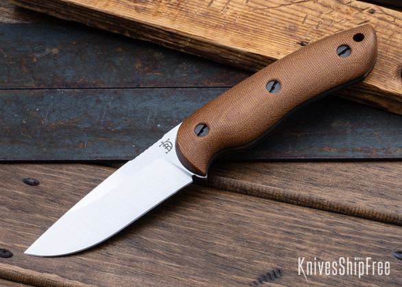 Dark Timber Knives: Bushy - Nitro-V - Natural Micarta - Black Liners - Satin Finish