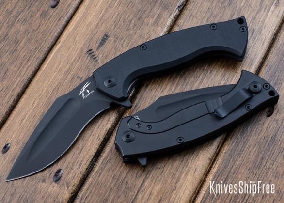 Knight Elements: V2 Ultra Kukri Folder - Black G-10 - N690Co - Black Blade
