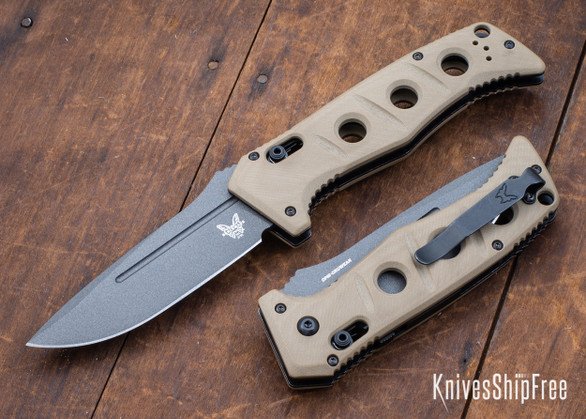 Benchmade Knives: 2750GY-3 Adamas Auto - Sand G-10 - CPM CruWear - Tungsten  Gray Cerakote