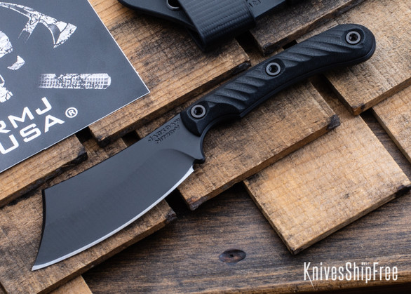 RMJ Tactical: Jackdaw - EDC Cleaver - Nitro-V - Tungsten Cerakote - Black G-10