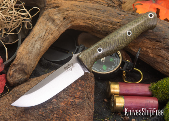 Bark River Knives: Gunny - Green Canvas Micarta - Hollow Pins