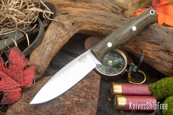 Bark River Knives: UP Gunny - Evergreen Burlap Micarta - White Liners