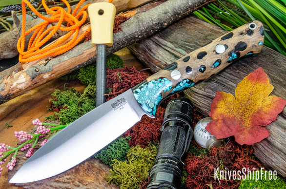 Bark River Knives: UP Bravo - Gunmetal Cholla Cactus with Turquoise