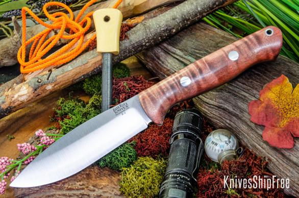 Bark River Knives: UP Bravo - Salmon Tigertail Maple Burl