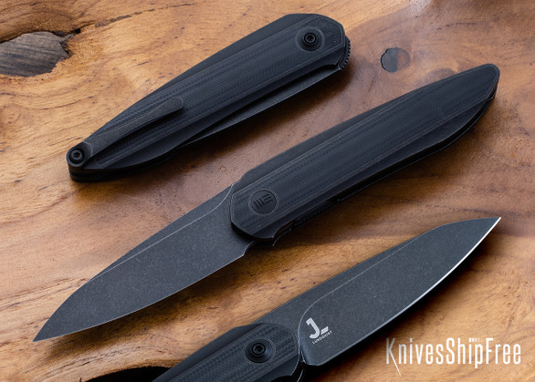 WE Knife: 2010D Black Void Opus - Lundquist Design - Front Flipper - Titanium - Black G-10 - CPM-20CV - Black Stonewash