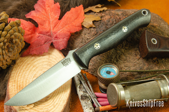 Bark River Knives: Bravo EDC - CPM 3V - Black Carbon Fiber - Mosaic Pins - Thin Handle