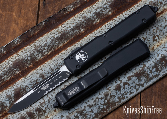 Microtech: Ultratech - Tactical Auto OTF - Single Edge - Black STD Partial Serated Blade - 121-2T