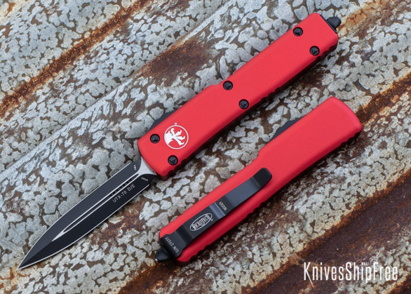Microtech: UTX-70 - Auto OTF - Double Edge - Black STD Blade - Red Handle - 147-1-RD