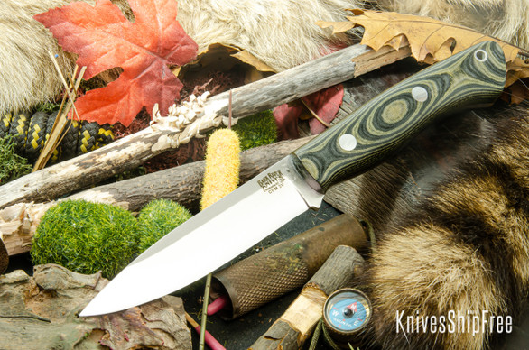 Bark River Knives: Aurora - CPM 3V - Black & Green Linen Micarta